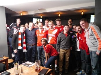 bayern  munich fans at smithfield hall soccer bar in manhattan