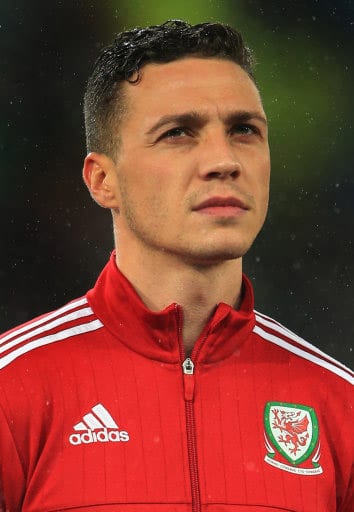 James Chester in a Wales top