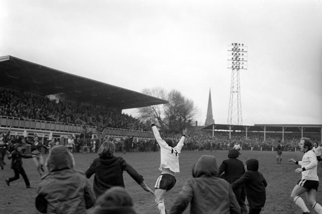 Ronnie Radford celebrates his FA Cup goal in 1972