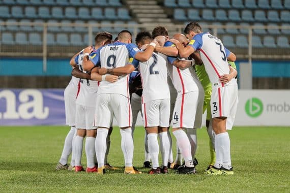 USA team huddle