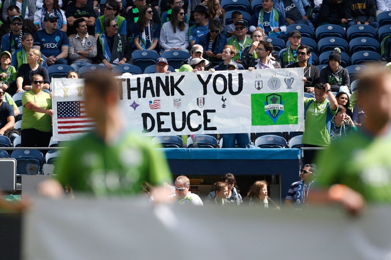 Clint Dempsey is honored at CenturyLink Field following retirement