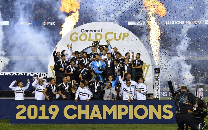 Mexico players celebrate winning the 2019 Gold Cup