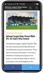 first touch soccer bar mobile app screen