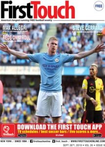 first touch magazine cover featuring de Bruyne of Man City