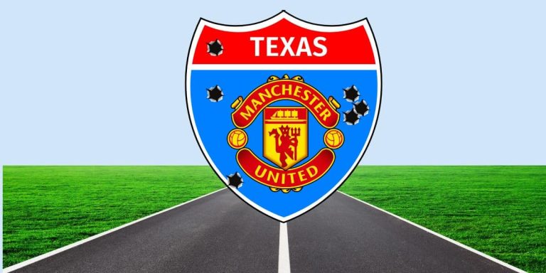 road sign graphic for man utd supporters in texas logo