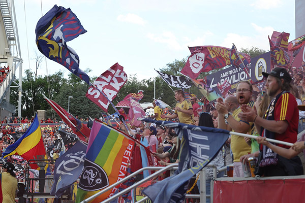 Real Salt Lake supporters wave flags