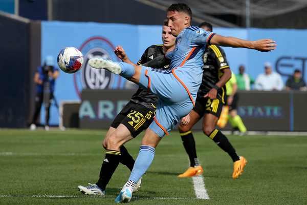 new york city fc players in action against columbus crew