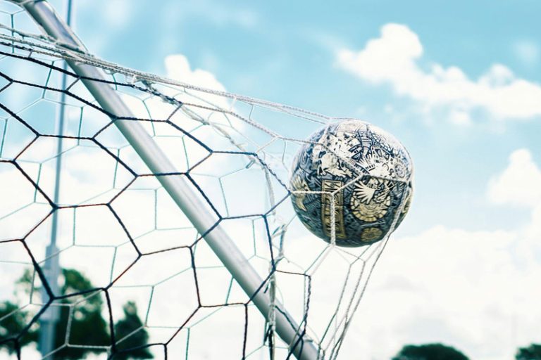 a football in a net