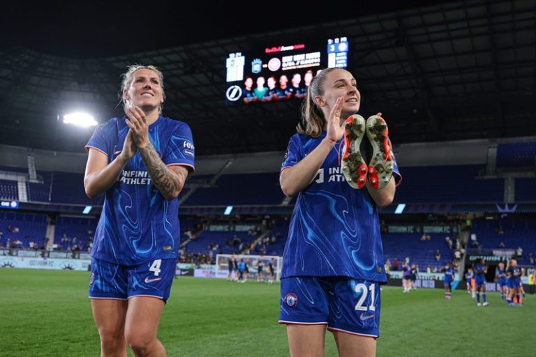 Chelsea’s Millie Bright and Sandy Baltimore.