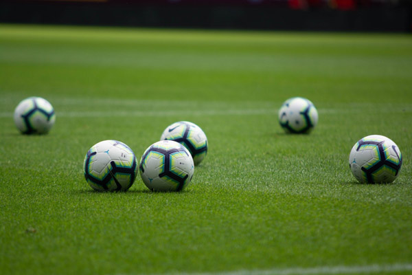 soccer balls on a field