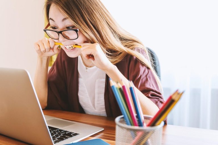 girl using a laptop