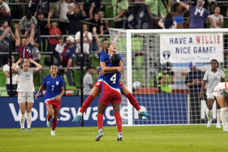 USWNT forward Sophia Smith celebrates against Iceland