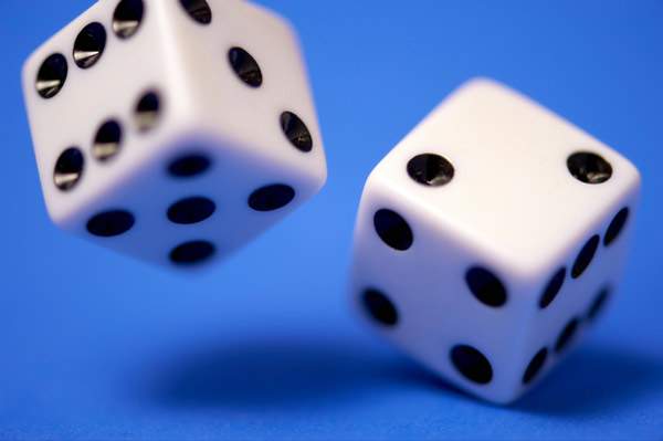 dice on a blue background