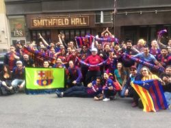barcelona fans outside smithfield soccer bar in new york