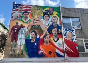 world cup 2022 mural at mulligans hoboken soccer bar
