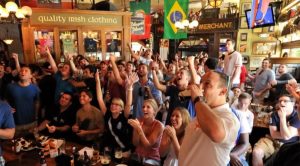 interior of fado soccer pub in columbus during a game